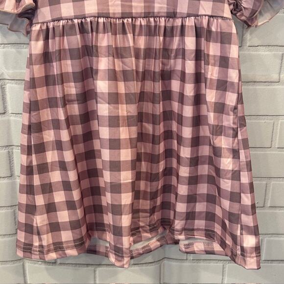 Boutique Marie Nicole Girls 6T (2XL) Pink Plaid Farm Cow Tractor Dress - Picture 9 of 9